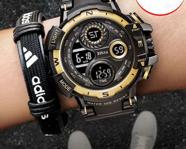 Ceas multicolor rezistent la apa pentru barbati cu curea din cauciuc