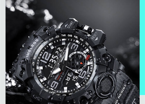 Ceas multicolor rezistent la apa pentru barbati cu curea din cauciuc