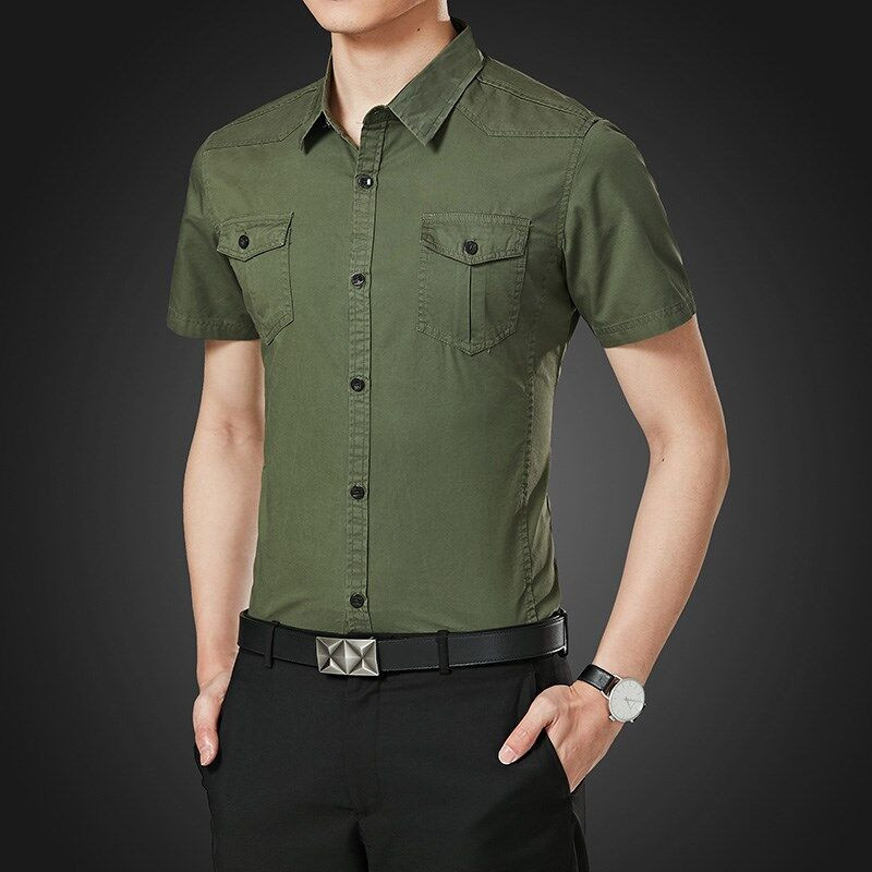 Cămașă militară cu mâneci scurte pentru bărbați, 5XL, ocazional, vară, cămașă militară cu mâneci scurte, din bumbac, pentru bărbați, vara 2022