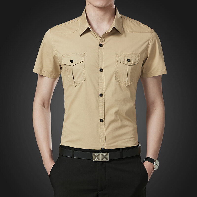 Cămașă militară cu mâneci scurte pentru bărbați, 5XL, ocazional, vară, cămașă militară cu mâneci scurte, din bumbac, pentru bărbați, vara 2022