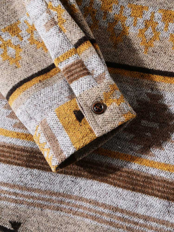 ZAFUL Férfi Ingek Törzsi Geometrikus Mintás Keverék Gyapjú Hosszú ujjú Meleg Ing Kabát Vintage Ruhák Shacket Őszi Téli Blúz