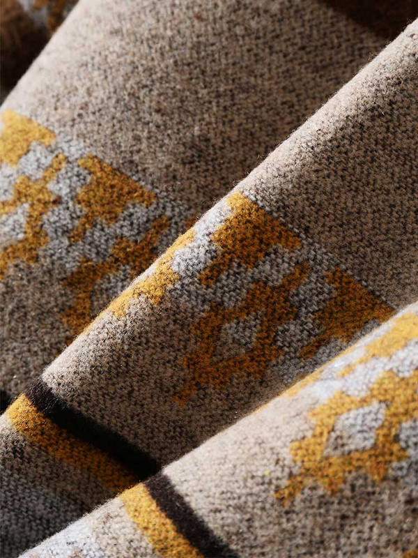 ZAFUL Férfi Ingek Törzsi Geometrikus Mintás Keverék Gyapjú Hosszú ujjú Meleg Ing Kabát Vintage Ruhák Shacket Őszi Téli Blúz