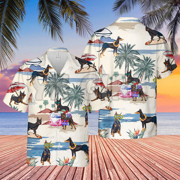 ΜΙΝΙΑΤΟΥΡΑ SCHNAUZER SUMMER BEACH HAWAIIAN SHIRT3D Παντού εμπριμέ Χαβάης Πουκάμισο Ανδρικό για Γυναικείο Harajuku Casual πουκάμισο Unisex