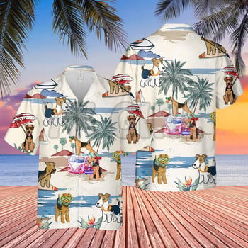 ΜΙΝΙΑΤΟΥΡΑ SCHNAUZER SUMMER BEACH HAWAIIAN SHIRT3D Παντού εμπριμέ Χαβάης Πουκάμισο Ανδρικό για Γυναικείο Harajuku Casual πουκάμισο Unisex