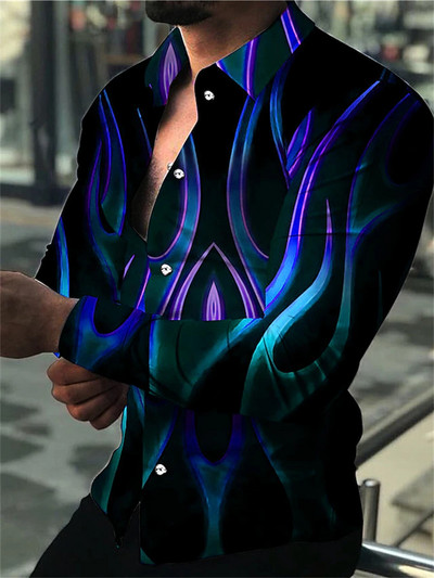 Moda de toamnă Cămăși de lux Social pentru bărbați Cămăși cu nasturi cu revere casual cu imprimeu cu puncte Topuri cu mânecă lungă Pulovere pentru bărbați