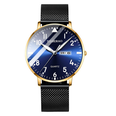 Vyriškas vandeniui atsparus laikrodis su metaline grandinėle