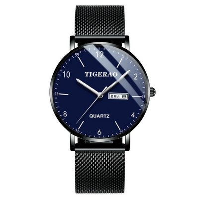 Vyriškas vandeniui atsparus laikrodis su metaline grandinėle