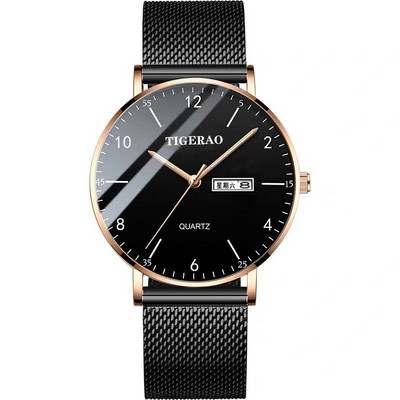 Vyriškas vandeniui atsparus laikrodis su metaline grandinėle