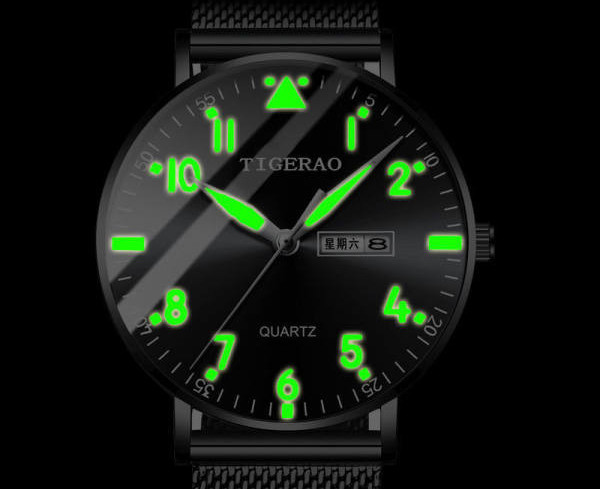 Vyriškas vandeniui atsparus laikrodis su metaline grandinėle