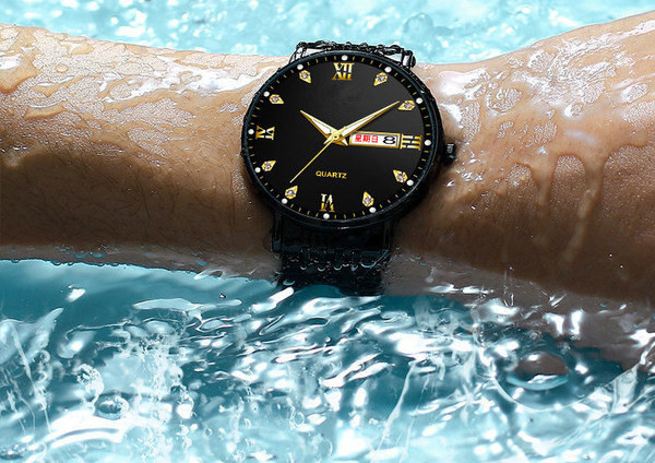 Vyriškas šviečiantis laikrodis - su metaline apyranke