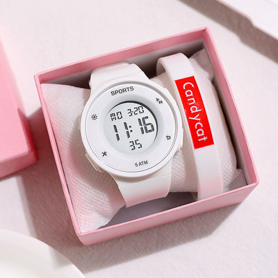 Ceas electronic impermeabil cu curea din cauciuc