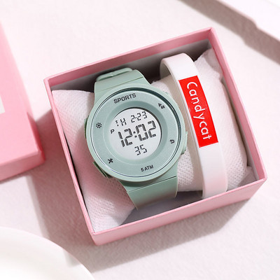 Ceas electronic impermeabil cu curea din cauciuc