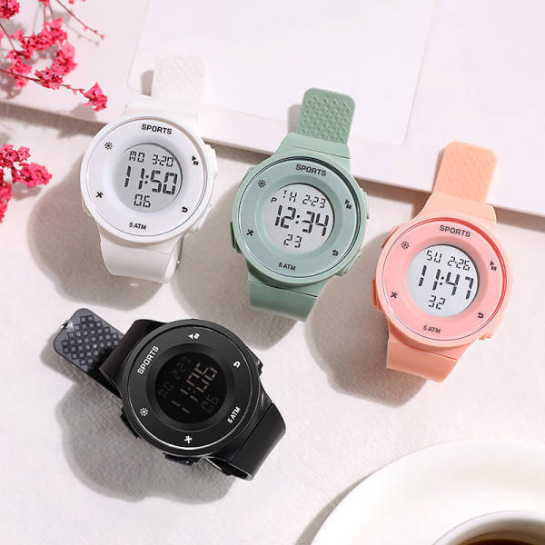 Ceas electronic impermeabil cu curea din cauciuc