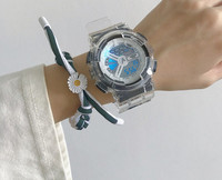 Vyriškas vandeniui atsparus laikrodis permatomu apyranke