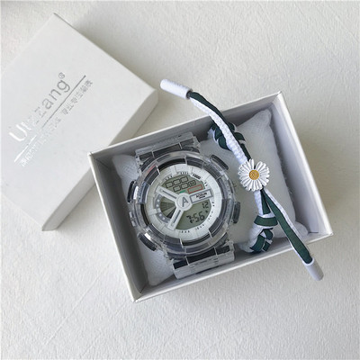 Vyriškas vandeniui atsparus laikrodis permatomu apyranke