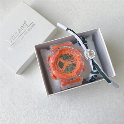 Vyriškas vandeniui atsparus laikrodis permatomu apyranke