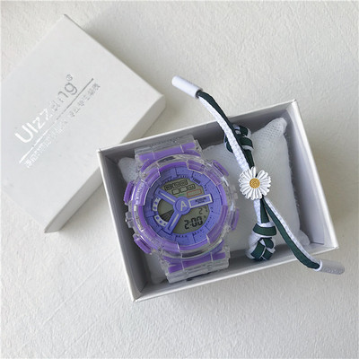 Vyriškas vandeniui atsparus laikrodis permatomu apyranke