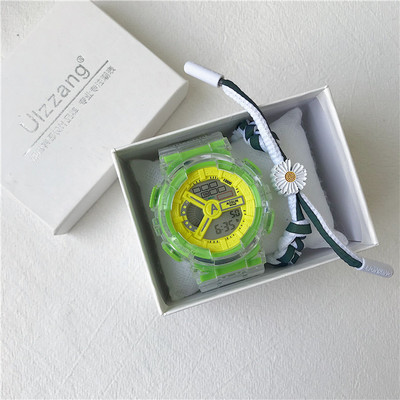 Vyriškas vandeniui atsparus laikrodis permatomu apyranke