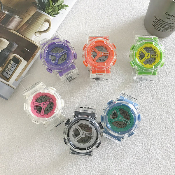 Vyriškas vandeniui atsparus laikrodis permatomu apyranke