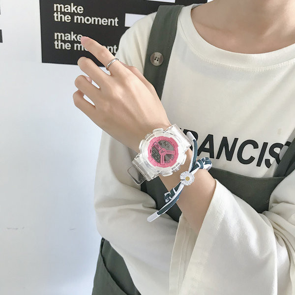 Vyriškas vandeniui atsparus laikrodis permatomu apyranke