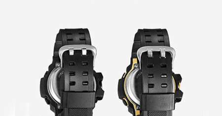 Vandeniui atsparus elektroninis laikrodis su guminiu dirželiu