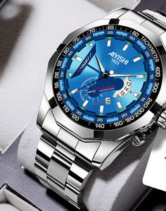 Kelių spalvų modernus vyriškas laikrodis su metaline apyranke