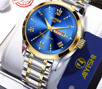 Kelių spalvų modernus vyriškas laikrodis su metaline apyranke