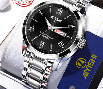 Kelių spalvų modernus vyriškas laikrodis su metaline apyranke