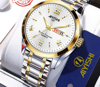 Kelių spalvų modernus vyriškas laikrodis su metaline apyranke