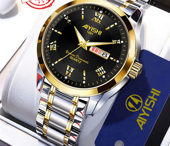 Kelių spalvų modernus vyriškas laikrodis su metaline apyranke