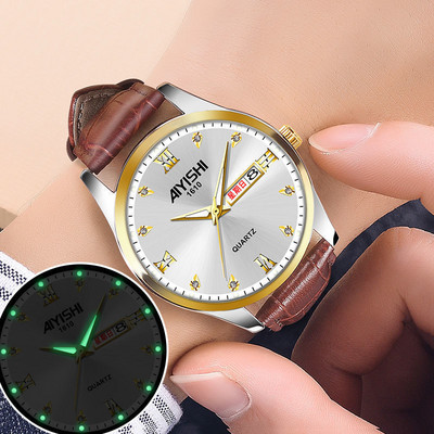 Vyriškas laikrodis su metaline apyranke ir šviečiančiomis rodyklėmis – keli modeliai