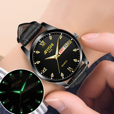 Vyriškas laikrodis su metaline apyranke ir šviečiančiomis rodyklėmis – keli modeliai