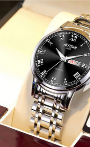 Vyriškas vandeniui atsparus laikrodis su metaline grandinėle