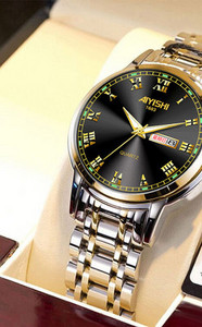 Vyriškas vandeniui atsparus laikrodis su metaline grandinėle