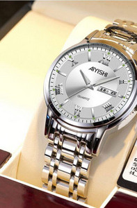 Vyriškas vandeniui atsparus laikrodis su metaline grandinėle