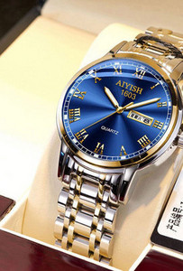 Vyriškas vandeniui atsparus laikrodis su metaline grandinėle