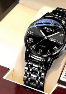 Vyriškas vandeniui atsparus laikrodis su metaline grandinėle