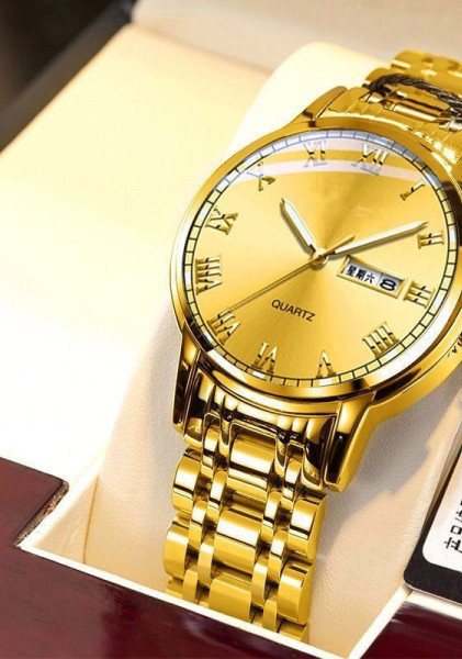 Vyriškas vandeniui atsparus laikrodis su metaline grandinėle