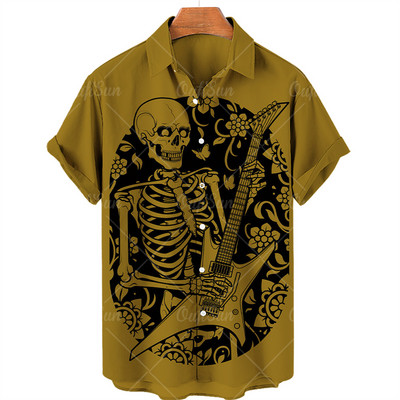 2022. Široki prozračni gornji dio 5xl havajska košulja za muškarce Ljetne košulje za muškarce 3d print horor lubanja Moda za muškarce kratkih rukava