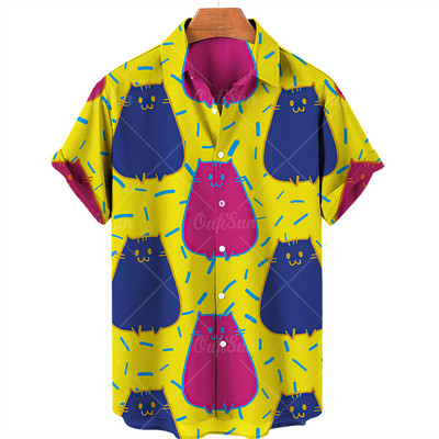 Uniszex Anime Ingek 2022 Hawaii Ing Férfi Női Férfi Ruházat Rajzfilm stílusú 3D Print Ingek Nyári Bő Rövid ujjú Top 5xl