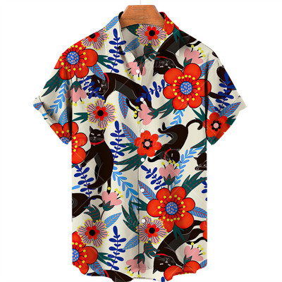 Uniszex Anime Ingek 2022 Hawaii Ing Férfi Női Férfi Ruházat Rajzfilm stílusú 3D Print Ingek Nyári Bő Rövid ujjú Top 5xl