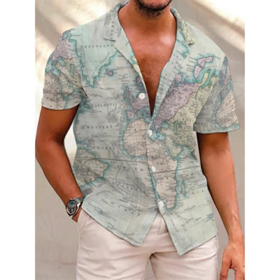 Cămăși hawaiene pentru bărbați Cămașă scurtă de vară Top bărbătesc Cocotier Bluze cu imprimeu 3d Mâneci la modă Plajă Îmbrăcăminte pentru bărbați Îmbrăcăminte de stradă