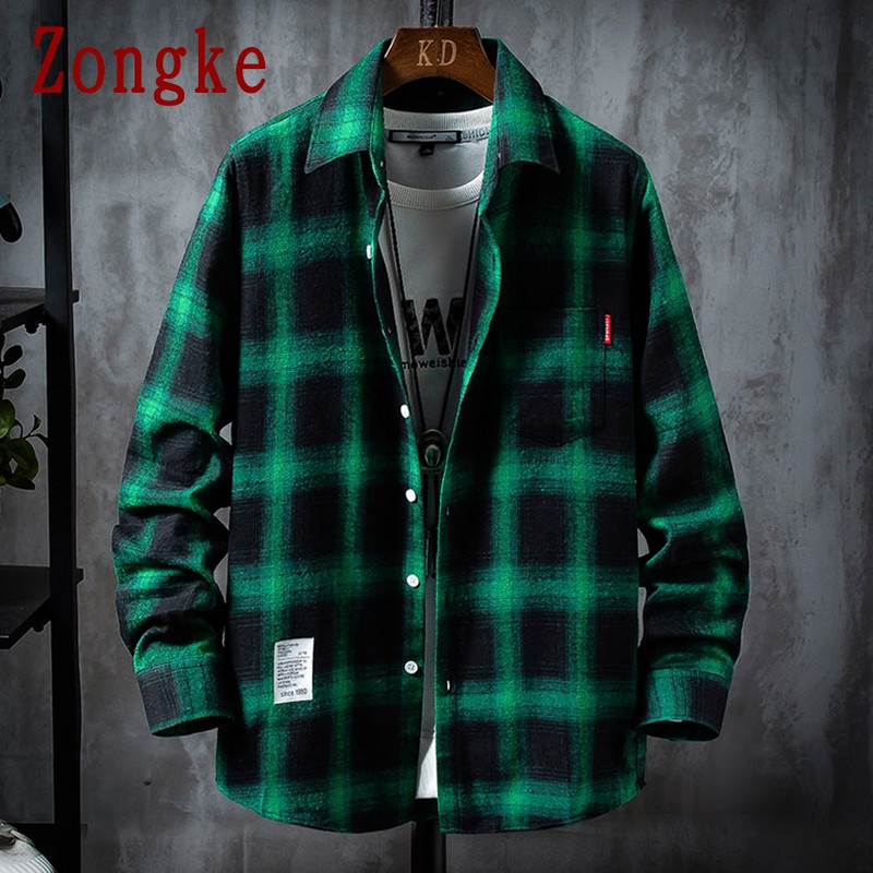 Zongke laisvalaikio marškiniai vyrams, drabužiai 2022 m. Madingi ilgomis rankovėmis languoti marškiniai Vyriški Harajuku languoti vyriški marškiniai ilgomis rankovėmis M-3XL