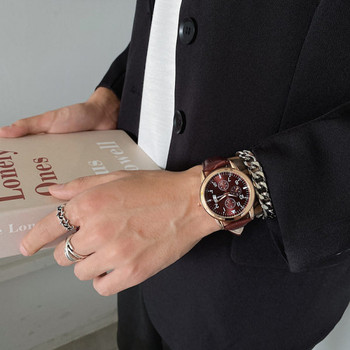 Мъжки елегантен часовник -с кожена каишка