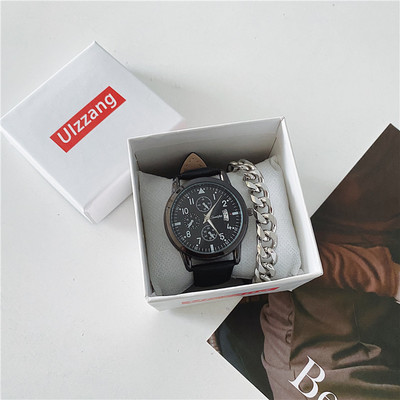 Elegantiškas vyriškas laikrodis – su odiniu apyranke