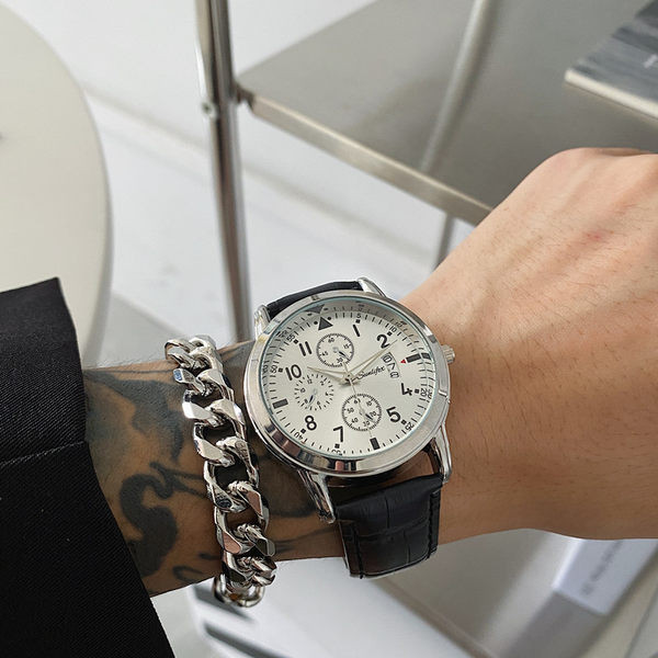 Elegantiškas vyriškas laikrodis – su odiniu apyranke