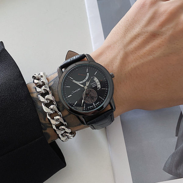 Šiuolaikinis vyriškas laikrodis su apvaliu ciferblatu – keli modeliai