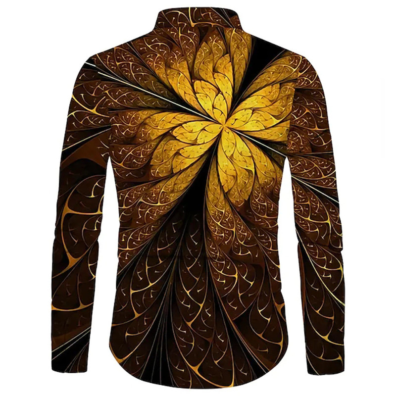 Madingi Prabangūs socialiniai vyriški marškiniai su užsegimu apykakle, laisvalaikio gėlėmis rašyti ilgomis rankovėmis viršūnės Vyriški drabužiai Prom megztinis