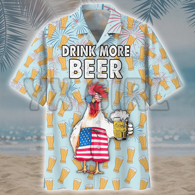 Hawaii ing 3d nyomtatású sör Rövid ujjú kubai ing Beach Wear póló Top Party Vintage Stílus Férfi Női Férfi Ruházat