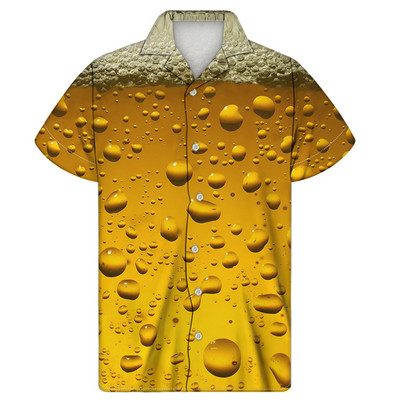 Hawaii ing 3d nyomtatású sör Rövid ujjú kubai ing Beach Wear póló Top Party Vintage Stílus Férfi Női Férfi Ruházat